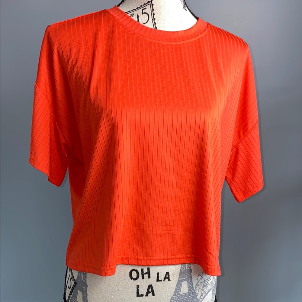 Saltwater Luxe Essential Ribbed Tee in Orange